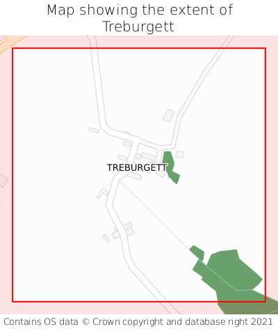 Map showing extent of Treburgett as bounding box