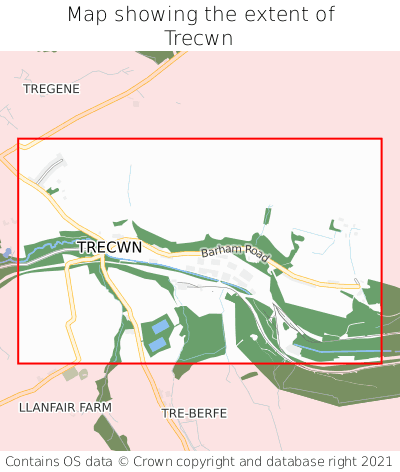 Map showing extent of Trecwn as bounding box