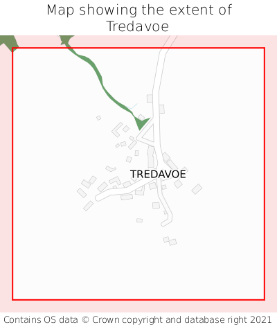 Map showing extent of Tredavoe as bounding box