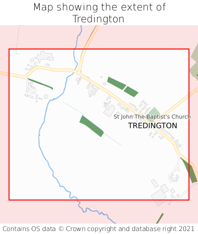 Map showing extent of Tredington as bounding box