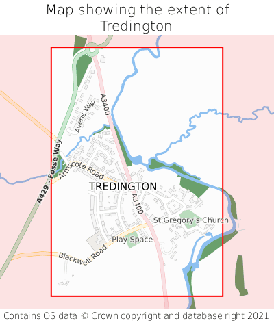 Map showing extent of Tredington as bounding box