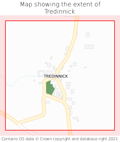 Map showing extent of Tredinnick as bounding box
