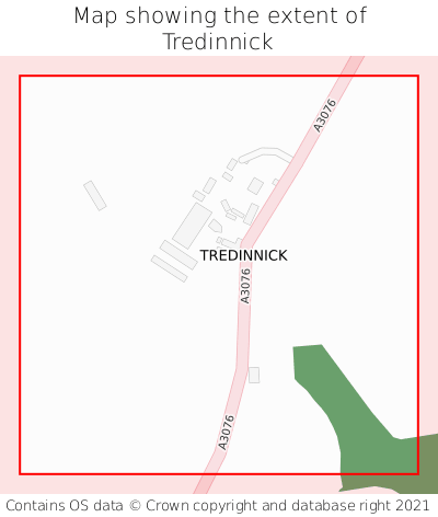 Map showing extent of Tredinnick as bounding box