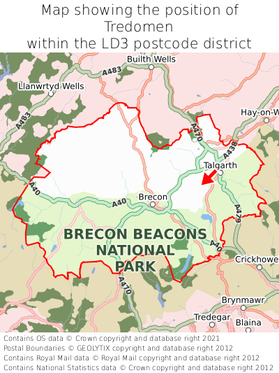Map showing location of Tredomen within LD3
