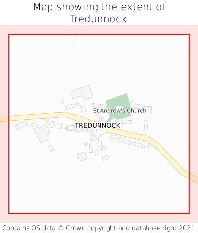 Map showing extent of Tredunnock as bounding box