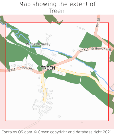 Map showing extent of Treen as bounding box