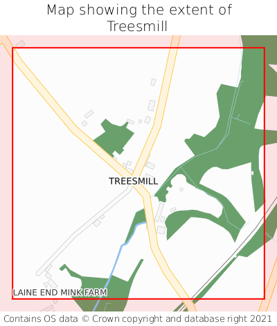 Map showing extent of Treesmill as bounding box