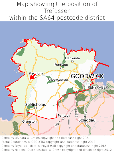 Map showing location of Trefasser within SA64
