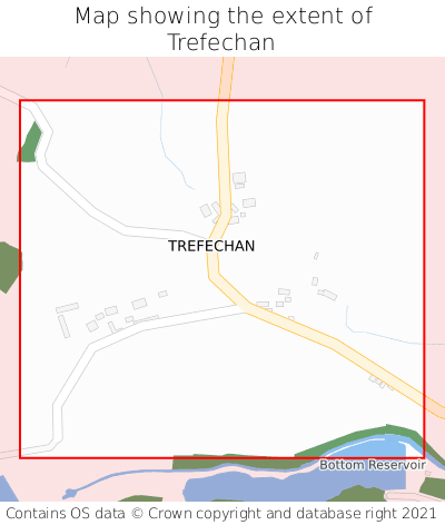 Map showing extent of Trefechan as bounding box