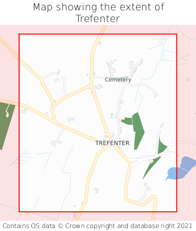 Map showing extent of Trefenter as bounding box