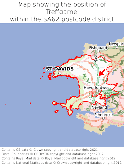 Map showing location of Treffgarne within SA62
