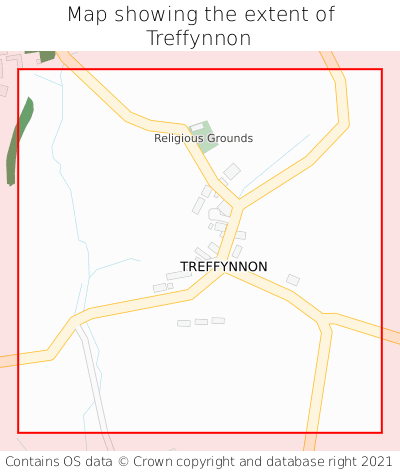 Map showing extent of Treffynnon as bounding box