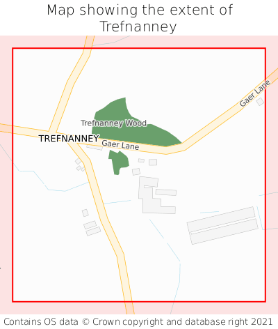 Map showing extent of Trefnanney as bounding box