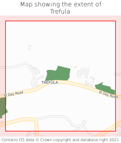 Map showing extent of Trefula as bounding box