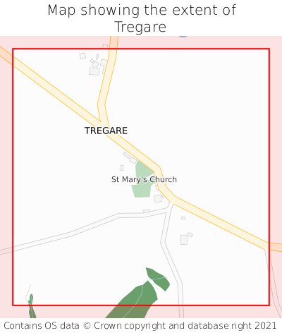 Map showing extent of Tregare as bounding box