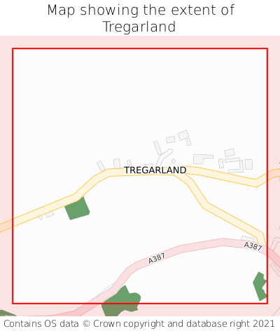 Map showing extent of Tregarland as bounding box