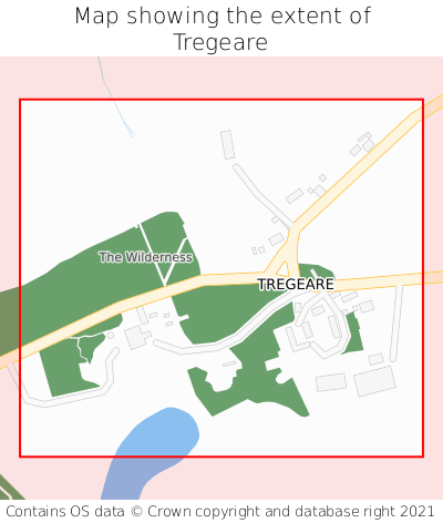 Map showing extent of Tregeare as bounding box