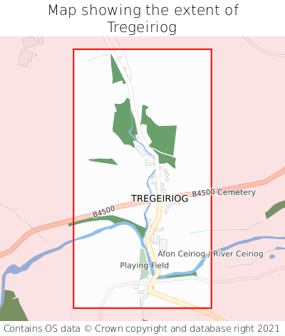 Map showing extent of Tregeiriog as bounding box