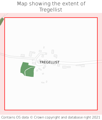 Map showing extent of Tregellist as bounding box