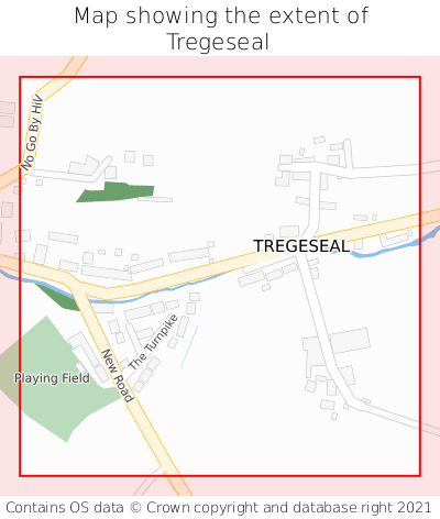 Map showing extent of Tregeseal as bounding box
