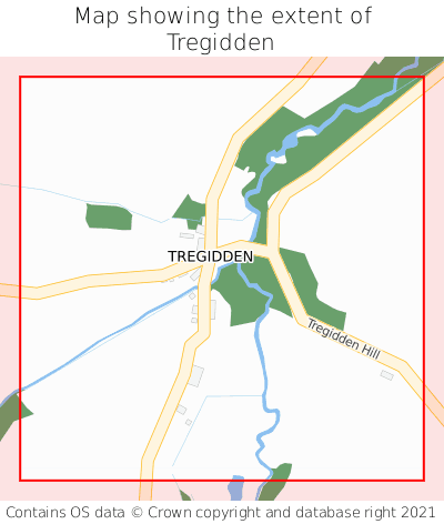 Map showing extent of Tregidden as bounding box