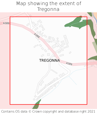 Map showing extent of Tregonna as bounding box