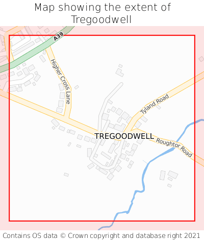 Map showing extent of Tregoodwell as bounding box