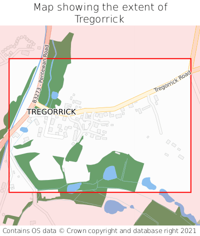 Map showing extent of Tregorrick as bounding box