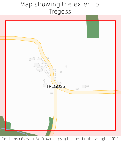 Map showing extent of Tregoss as bounding box
