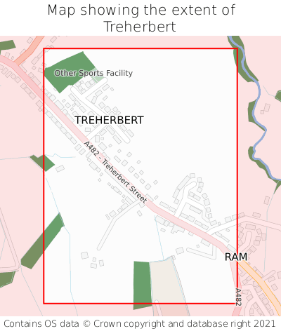Map showing extent of Treherbert as bounding box