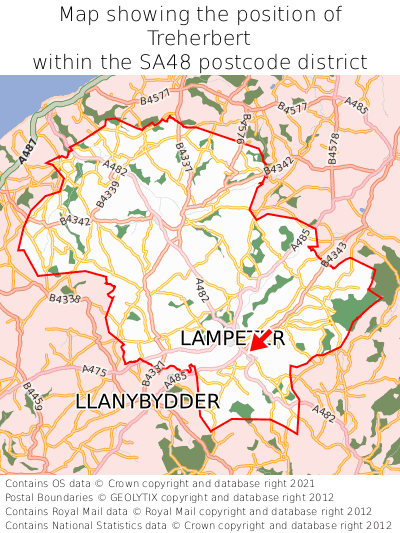 Map showing location of Treherbert within SA48