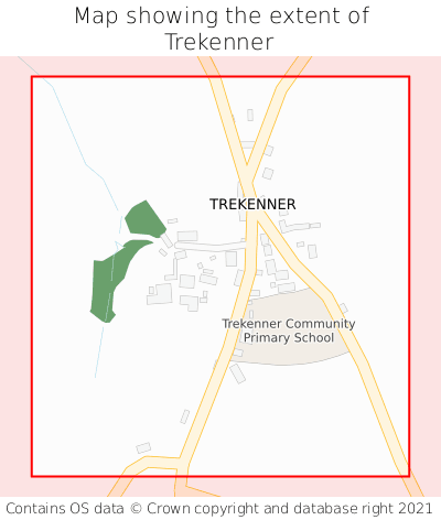 Map showing extent of Trekenner as bounding box