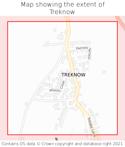 Map showing extent of Treknow as bounding box