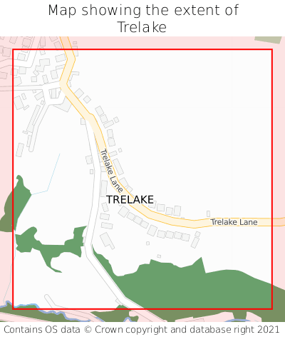 Map showing extent of Trelake as bounding box