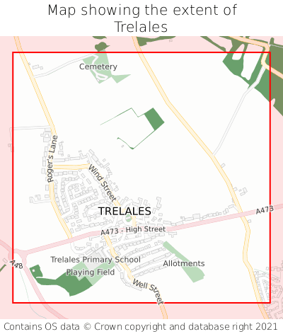 Map showing extent of Trelales as bounding box