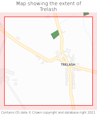 Map showing extent of Trelash as bounding box