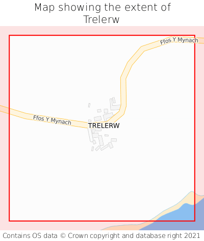 Map showing extent of Trelerw as bounding box