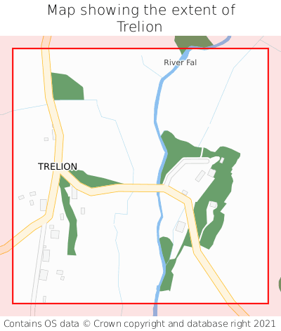 Map showing extent of Trelion as bounding box