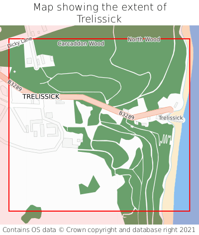 Map showing extent of Trelissick as bounding box