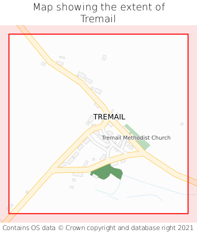 Map showing extent of Tremail as bounding box