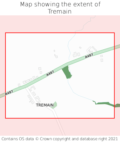 Map showing extent of Tremain as bounding box