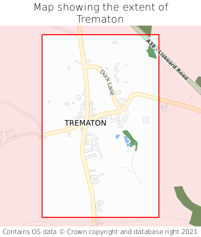 Map showing extent of Trematon as bounding box