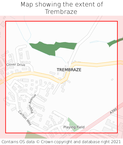 Map showing extent of Trembraze as bounding box