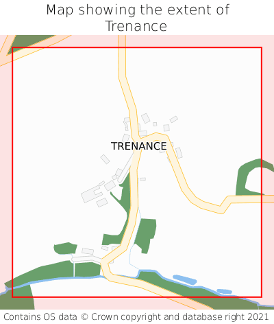 Map showing extent of Trenance as bounding box