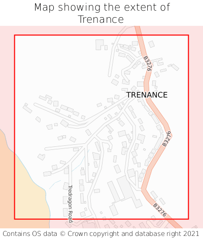 Map showing extent of Trenance as bounding box