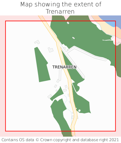 Map showing extent of Trenarren as bounding box