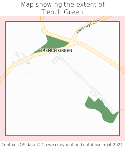 Map showing extent of Trench Green as bounding box