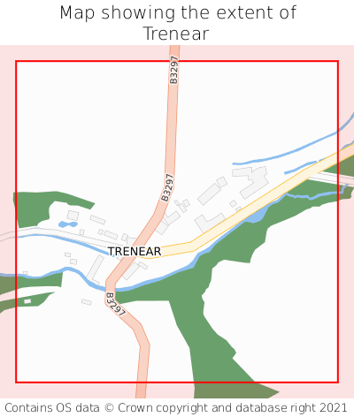 Map showing extent of Trenear as bounding box