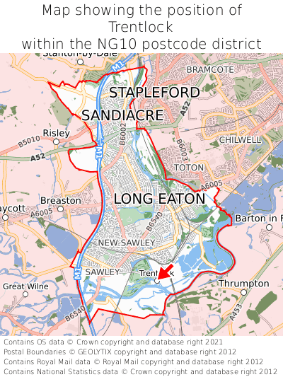 Map showing location of Trentlock within NG10