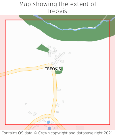 Map showing extent of Treovis as bounding box